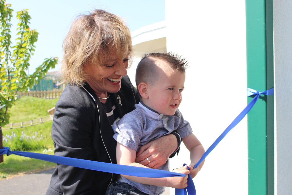 Image of Rocco opens Mereside Children's Centre play area with Dame Esther Rantzen!